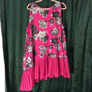Pink floral asymmetrical tank
